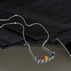 Hangende kettingen % S925 sterlsilver kleur regenboog smilface kettingen voor vrouwelijke studenten lijm drop hanger sleutelbeen ketting kleine verse J230817