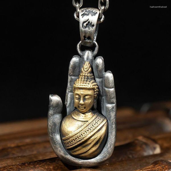 Colliers pendants S999 Sterling Silver plaqu￩ zodiaque bouddha Vintage Patronus Collier ￠ main