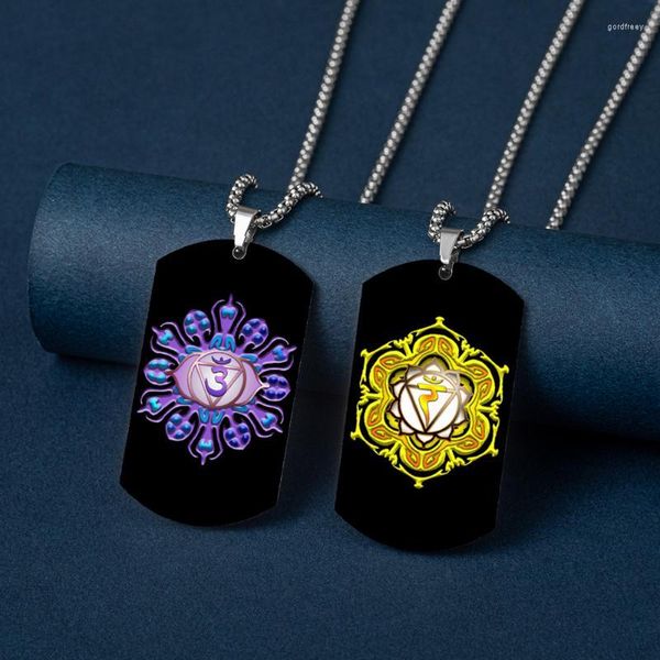 Pendentif Colliers Géométrie Sacrée Metatron Yoga Collier Femmes Hommes Titane Acier Fleur De Vie 7 Chakra Spirituel Pendentifs Hexagramme