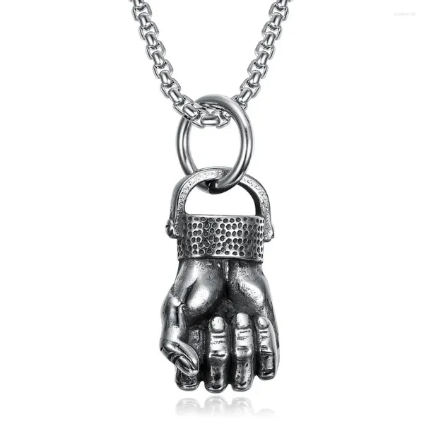 Colliers pendants Saiye 316l Cool Mens Boxing Fist Glove Collier Ensemble de chaîne en acier inoxydable