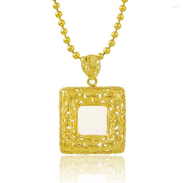 Pendentif Colliers Saiye Love Window Collier 24k Plaqué Or Bijoux De Fiançailles Cadeau Pour Les Femmes