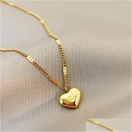 Pendentif Colliers Saiye Style d'été en acier inoxydable collier d'amour chaîne de clavicule couleur or 18 carats pour femmes bijoux de mode cadeau goutte Ota3F