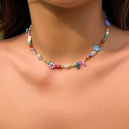 Colliers pendants Salicon Boho multi-couleurs à main ledage de graines de fleur