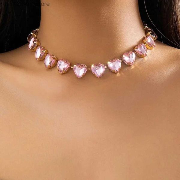 Collares colgantes salircón lujoso rosa corazón con forma de diezu retoño collar de clavícula para mujeres exquisitas ghoket banquete banquete joyeríaq0x9