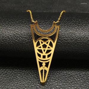 Hanger kettingen Satan Moon Pentagram roestvrijstalen ketting goudkleur grote talisman sieraden bisuteria n18185S08