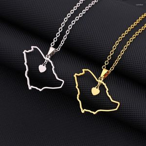 Hanger Kettingen Saoedi-Arabië Kaart Harten Ketting Roestvrij Staal Voor Liefhebbers Vrouwen Mannen Goud Zilver Kleur Charm Mode Kaarten Sieraden