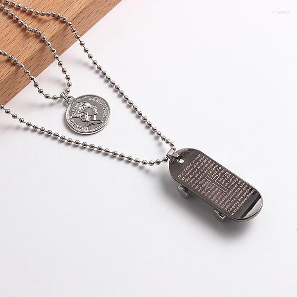 Pendentif Colliers Scooter Collier Ecriture Croix Homme Titane Acier Hommes Coréen Couple Mode Xiang Shi