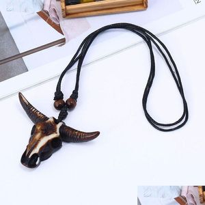 Hanger Kettingen Scpture Koe Hoofd Kettingen Kunst Dier Hanger Mode-sieraden Ketting Voor Vrouwen Mannen Home Decor Gift Drop Levering J Dh1As