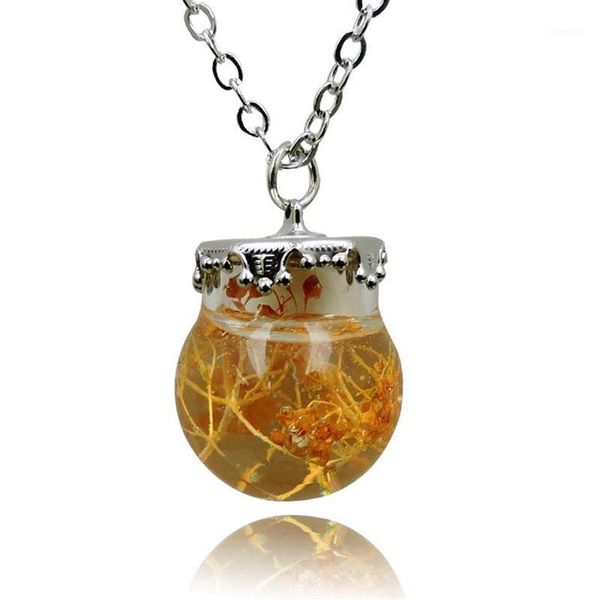 Colliers pendentifs collier de boule de verre d'algues pendentifs en cristal massif naturel couleur bonbon de fille bijoux 1247u