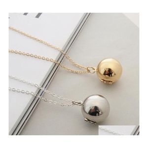 Collares pendientes Secret Mes Ball Locket Necklace Gold Sier Colgante Personalizado Nota personalizada Regalo para amante Amigo Entrega de gota Dhivu