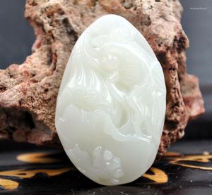 Collares colgantes Material de semilla Cordero Grasa Pez de jade blanco El mango de piedra original tiene más que piezas de juego a mano durante años