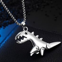 Pendentif Colliers Vendre Dinosaur Animal Design Unisexe Longues Chaînes Bijoux Originaux Collier En Acier Titane Pour Femmes Hommes CadeauxPendentif