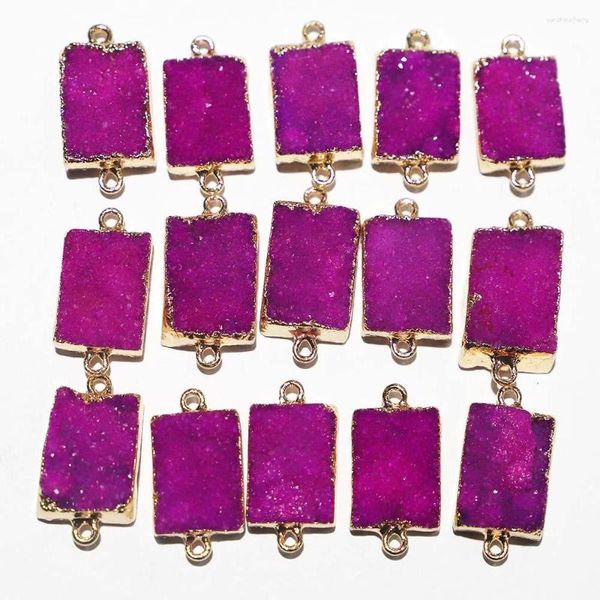 Pendentif Colliers Vendre Pierre Brute Naturelle Mei Rouge Mode Cristal Electro Plaqué Pack avec Or DIY Main Caténaire Collier Accessoire 10 pcs