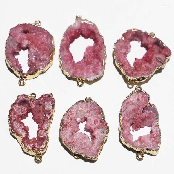 Pendentif Colliers Vendre Pierre Naturelle Tranche Mei Agate Rouge Irrégulière Double Trou Connecteur Bijoux Fabrication Collier Bracelet Accessoires 5pcs