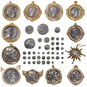 Collares pendientes Venta de Europa y América Retro Romano Antiguo 999 Collar de monedas de plata Galvanoplastia Oro de 18 quilates Joyería de moda al por mayor 230607