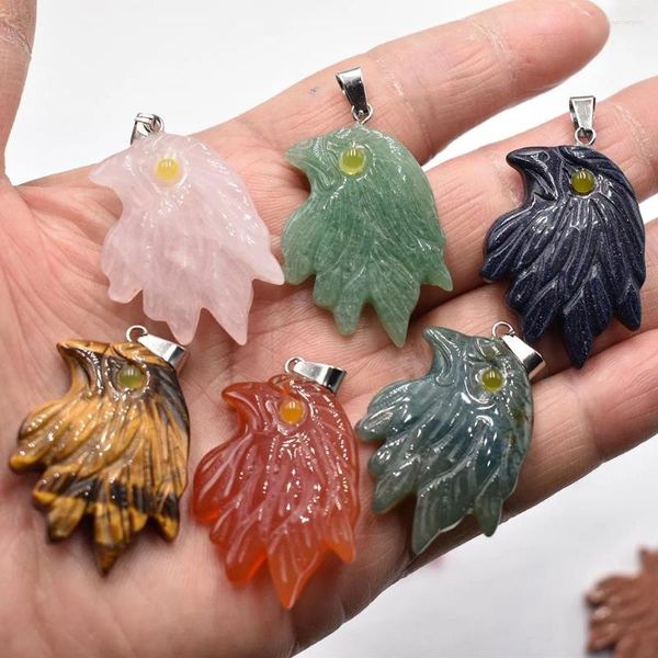 Collares colgantes, venta de colgantes de águila de animales tallados mezclados de piedra Natural a la moda para la fabricación de joyas, venta al por mayor, 6 unids/lote