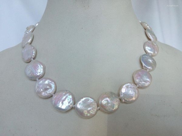 Collares colgantes que venden joyería11-13 mm forma de moneda rosa genuina collar de perlas de agua dulce cultivada keshi