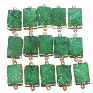 Hanger Kettingen Verkopen Natuurlijke Goede Kwaliteit Ruwe Steen Groen Kristal Ketting Mode Electro Plated Charm Hand Bovenleiding Accessoire 10 Stuks