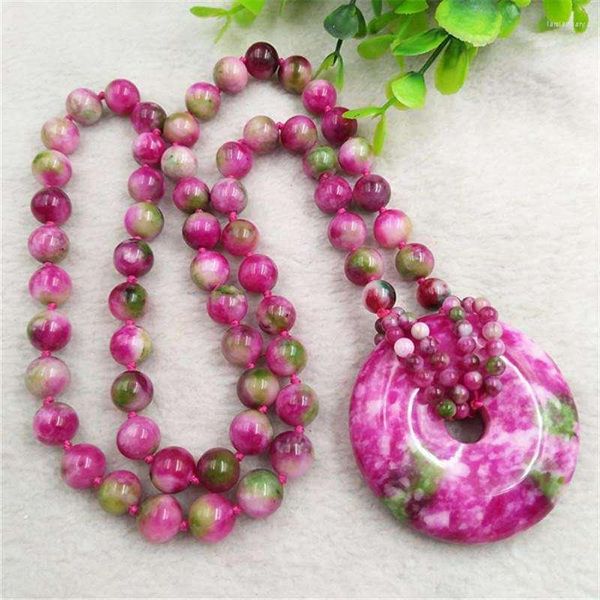 Collares pendientes Venta de damas naturales moda rojo verde Jade suéter cadena joyería regalo Nelace para mujeres