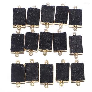 Hanger Kettingen Verkopen Natuurlijke Ruwe Steen Zwarte Kristallen Cluster Ketting Prachtige Electro Plated Pack Met Gouden Rand Accessoire 10Pc