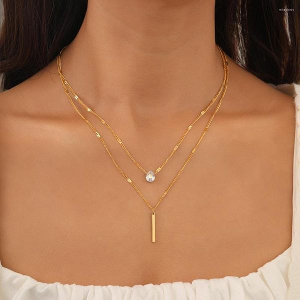 Colliers pendentif vente personnalisé multicouche collier en couches transfrontalier femme petite chaîne de clavicule robuste