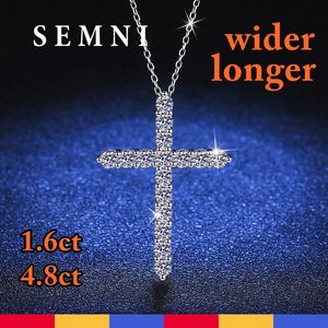 Colliers de pendentif Semni Total 16CT 48CT Collier de croix en diamant complète pour les femmes Gift des hommes plus long et plus large Gra GRATUIT 230817