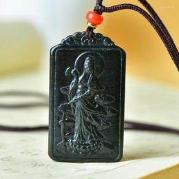 Hanger Kettingen Certificaat verzenden Groene Jade Guanyin Ketting Mannen Vrouwen Geluksamulet Handgesneden Guan Yin Feng Shui Charms Sieraden Cadeau