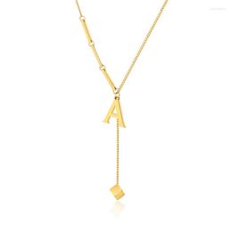 Pendentif Colliers Senfai Charme Ras Du Cou En Acier Inoxydable Lettre Majuscule Initiale Avec Carré Femmes Collier De Mode Pour Petite Amie Cadeau