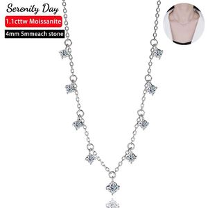 Hangende kettingen Sereniteit Dag 1.1cttw d kleur 4 mm 5 mm volledige moissaniet hanger ketting voor vrouwen S925 zilveren gra certificaat diamant fijne sieraden 240410