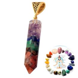 Hanger kettingen zeven chakra zeshoekige stenen ketting vrouwen mannen reiki genezing natuurlijke stenen charme sieraden yoga gezond