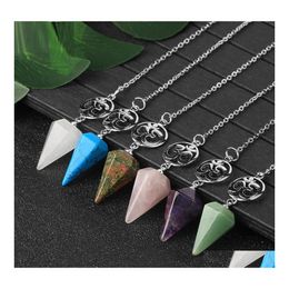 Collares colgantes siete chakra de adivinaci￳n de piedra dowsing cone punto de yoga pendum amet wicca pendo para hombres mujeres got dha4z