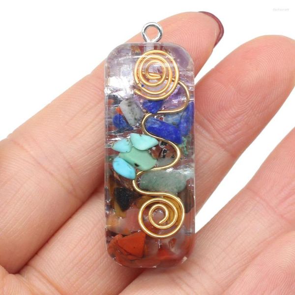 Pendentif Colliers Sept Chakras Pierre Naturelle Pin Oeil De Tigre Cristal Reiki Guérison Résine DIY Fabrication de Bijoux Collier Boucles D'oreilles