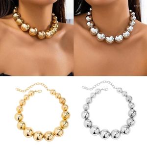 Hanger kettingen Sexy Big Bead Ball Choker ketting voor vrouwen Fashion Metal verstelbare korte kraag statement feest sieraden dropship