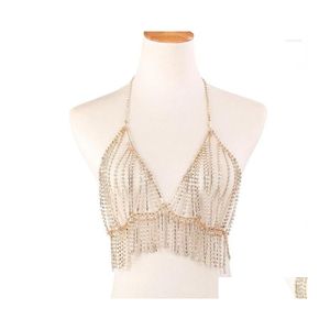 Collares colgantes Sexy Crystal Borla Cuerpo Sujetador Cadena Joyería para Mujeres Rhinestone Collar de Pecho Pecho Lencería Regalo Drop Entrega P DHCYW