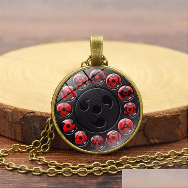 Collares pendientes Collar Sharingan Accesorios japoneses clásicos Cosplay Akatsuki Itachi Joyería de dibujos animados Cadena para hombre Regalo al por mayor Dhnry