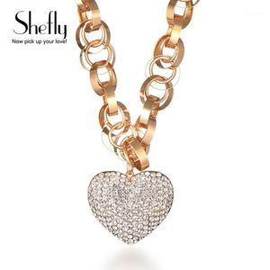 Pendentif colliers Shefly haute qualité cubique zircone collier pendentifs CZ cristal coeur couleur or Rose bijoux de mode Kolye XL069291