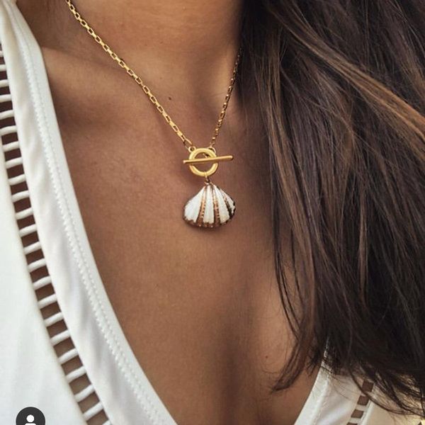 Colliers de pendentif Collier coquille Bohême nature Gold Seoull Charm Retro Star Double Layer Bijoux pour femmes Summer Beach Choker Burthday G