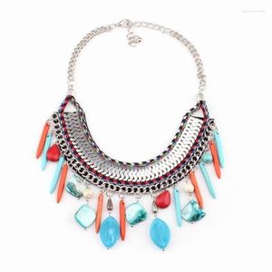 Pendentif Colliers Shell Pierre Spike Choker Bijoux Argent Couleur Alliage Chaîne Déclaration Chunky Élégant Femmes Collier Pour Cadeaux De Noël