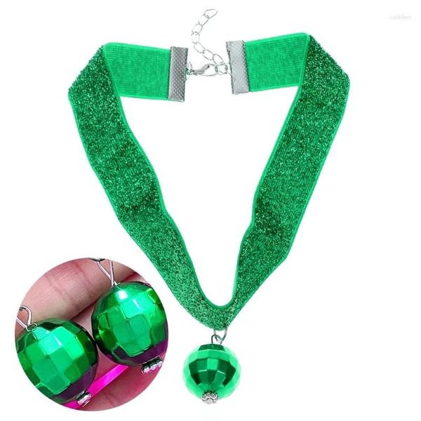 Pendentif Colliers Shimmering Mirrorball Boucles d'oreilles Boules colorées Collier Ornement Miroir Styles Party Costume Accessoire