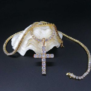 Pendentif Colliers Brillant diamant pierre croix pendentifs collier bijoux plaqué platine hommes femmes amant cadeau Couple bijoux religieux 240302