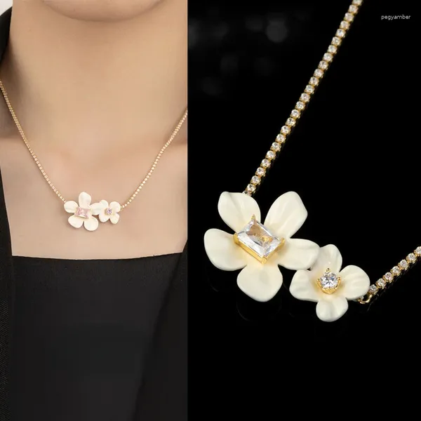 Collares colgantes Shining U Floral Clear Gems Collar para mujeres Joyería de moda Regalo SUN2391