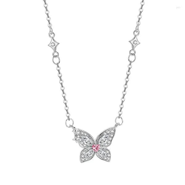 Pendentif Colliers Brillant Papillon Collier Pour Femmes Or Blanc Couleur Plaqué Chandail Chaîne Bijoux De Mode Femelle 104