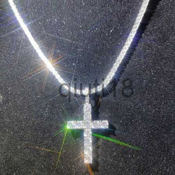 Pendentif Colliers Brillant Diamant Pierre Crucifix Croix Pendentifs Collier En Acier Inoxydable Bijoux Platine Plaqué Hommes Femmes Amant Cadeau Bijoux Colliers x0913