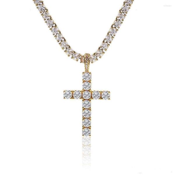 Pendentif Colliers Brillant Diamant Pierre Crucifix Croix Pendentifs Collier En Acier Inoxydable Bijoux Platine Plaqué Hommes Femmes Amant Cadeau