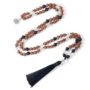 Pendentif Colliers SHINUS BOHO 108 Mala Perles Bodhi Pierre De Lune Cristal Noir Long Gland Collier À La Main Noué Bijoux Amitié Cadeau