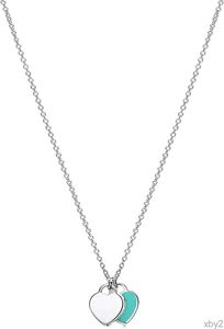 ShTQior Argent Double Mini Coeur Étiquette Pendentif Collier Convient aux Filles et aux Dames Mignon Coeur Collier Bijoux Cadeau de Saint Valentin