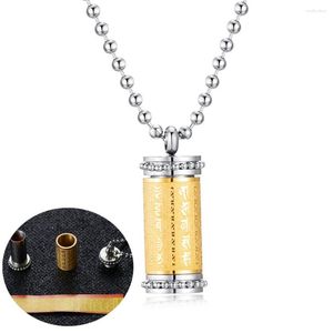 Pendentif Colliers Shurangama Mantra Bouddhiste Cylindre pour hommes au tube Prière Écriture Chaîne perlée Amulette Bijoux