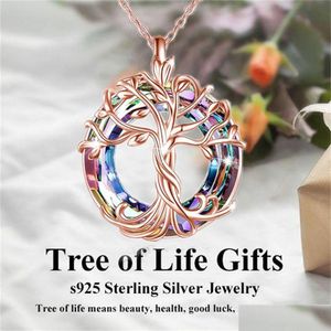 Pendentif Colliers Sier Celtic Family Tree Of Life Collier Pour Femmes Rond Arc En Cristal Cadeau D'anniversaire Filles Amis Maman En Gros Dh3Wf