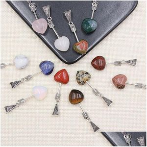 Pendentif Colliers Sier Couleur Flèche Amour Coeur Forme Pierre Naturelle Mixte Collier Bijoux Accessoires Faire En Gros Drop Delivery P Dhp4R