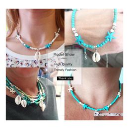 Hanger kettingen sier kleur cowrie shell ketting natuur zeester starfish statement choker bohemia kraag voor vrouwen mode strand sieraden d ot9wg